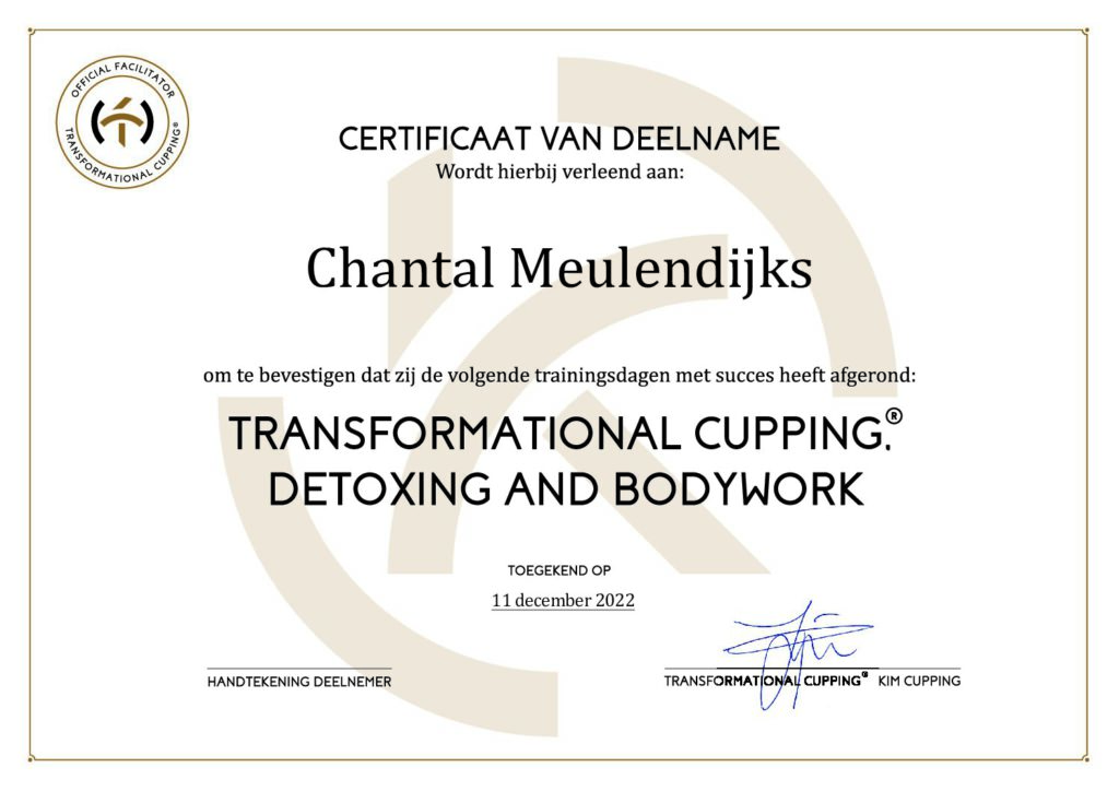 Transformational Cupping behandeling bij ChanSiBelle in Nuenen